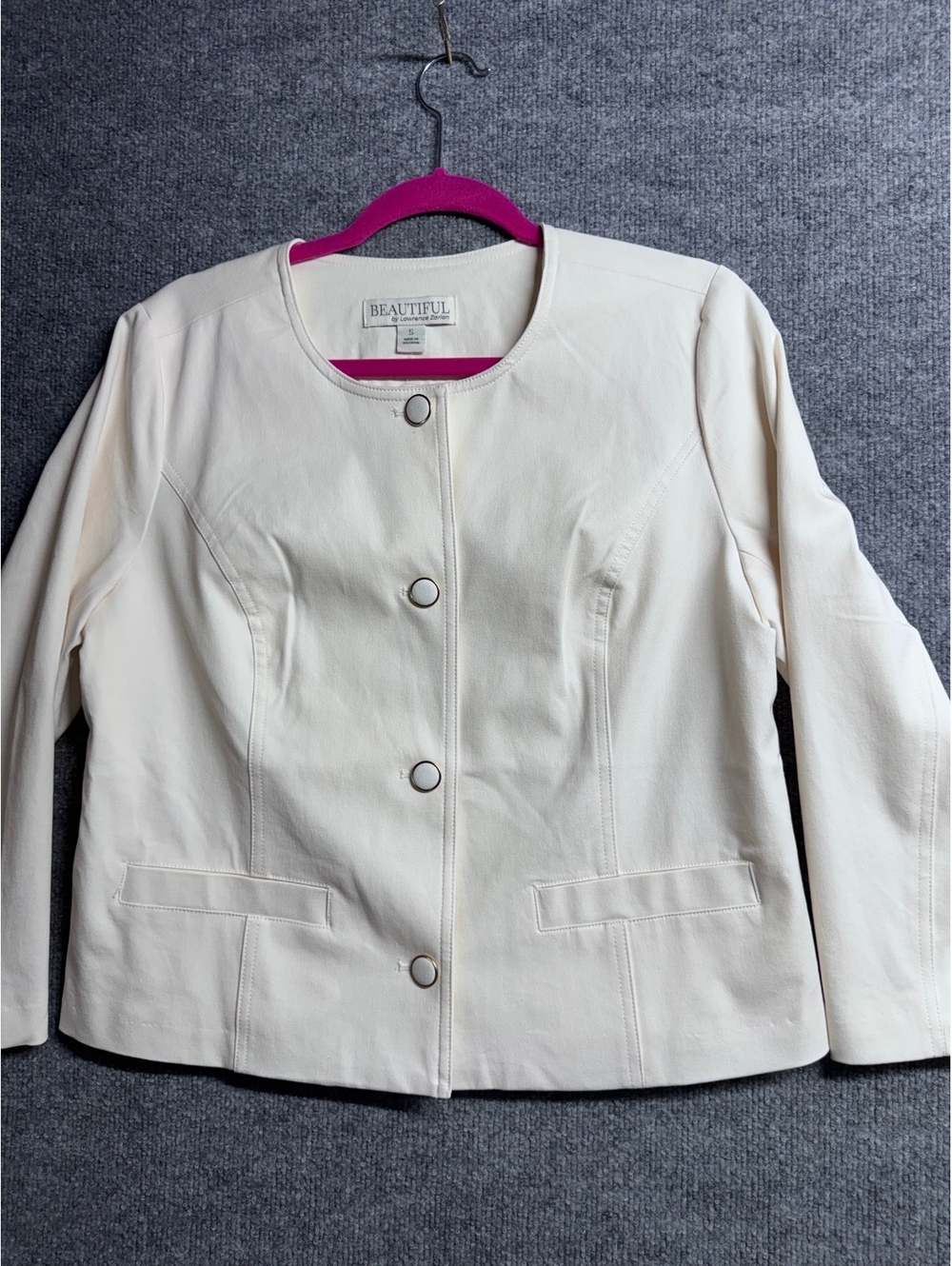 Beautiful by Lawrence Zarian Women's Cream Button Front Blazer Jacket Size S